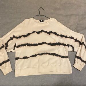 Pull&Bear Cream and Black Tie-Dye Sweater